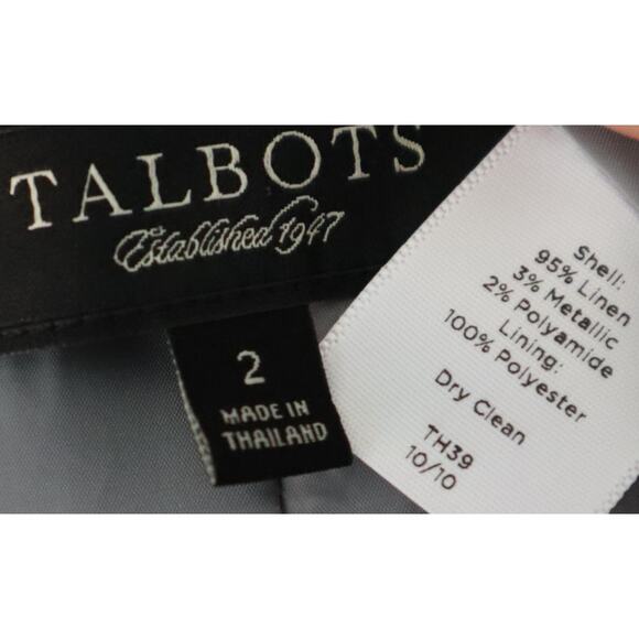 Talbots LINEN Gray Metallic Skirt Suit Mini Pleated 3/4 Sleeves Womens 2 4P work - Picture 5 of 8